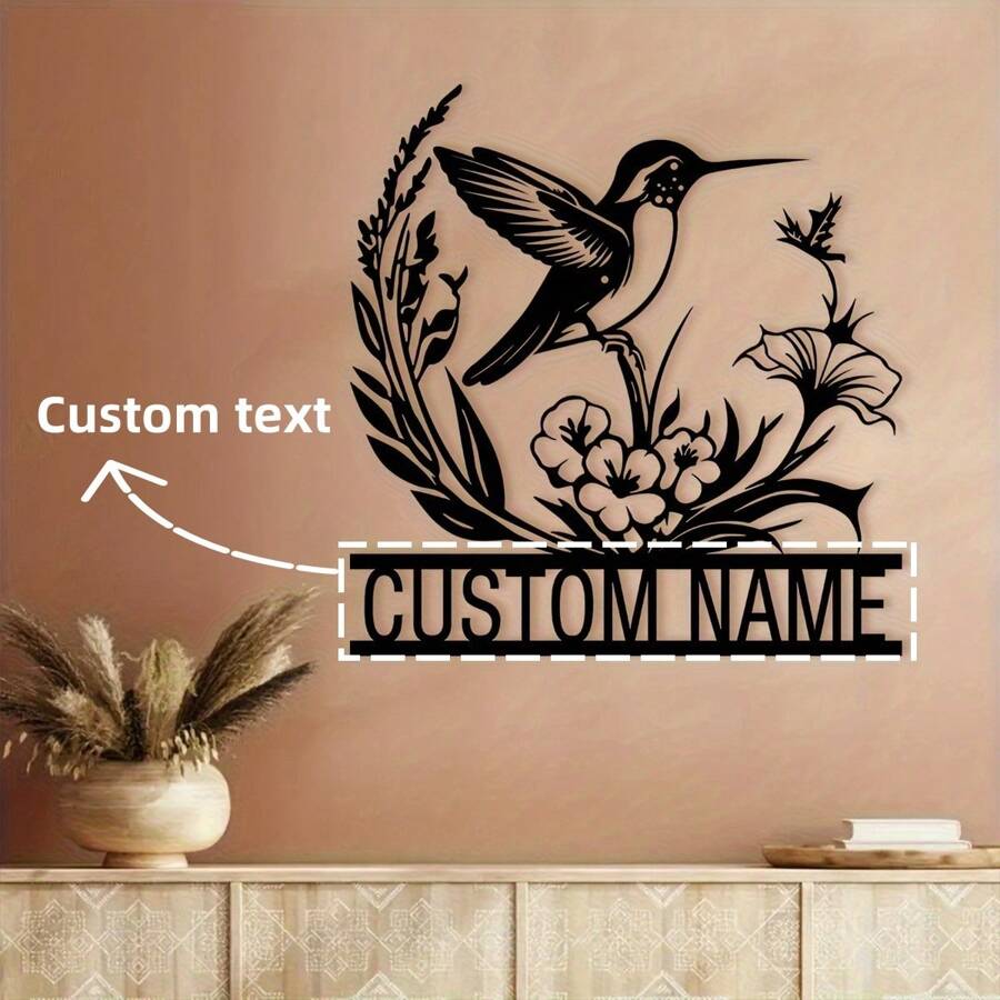 HELLOYOUNG 1pc Aangepaste Metalen Vogel En Bloem Muurdecoratie. Schattig Huisdier Koe Gepersonaliseerd Logo. Boerderij Stijl Decor. Metalen Vogel En Bloem Kunst. Aangepaste Naam Muurdecoratie Voor Porch, Tuin En Cadeau. Muurkunst Decor Woonkamer/Kantoor Metalen Kunstwerk Gepersonaliseerd Bord/Boerderij Bord/Tuin Decor