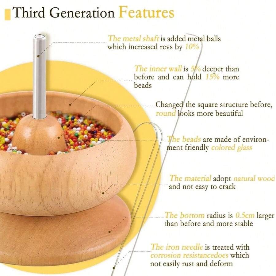 Large Wooden Bead Spinning Toy Kit, Handmade Beading Tools For High
