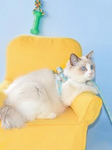 1 件可调节格子猫背带套装，毛绒边缘和衬里，柔软且保暖。 - 藍色 - 查看 3