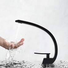 Faucet Washbasin Washbasin Faucet Single Lever Mixer Waterfall Bathroom Faucet Black - 黑色 - 查看 1