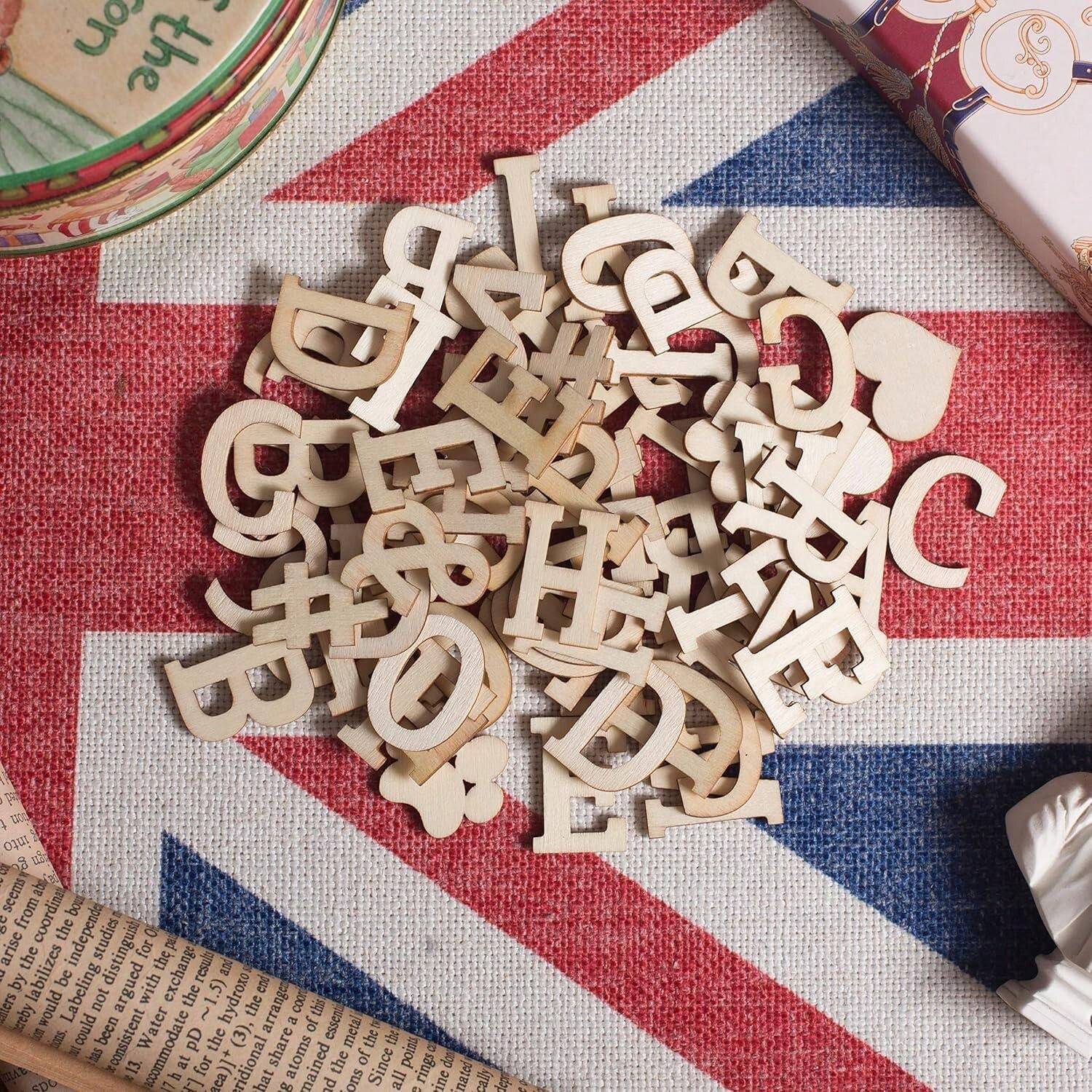 270 Pieces 1 Inch Wood Alphabet Letters Wooden Numbers Mini Blank Wood