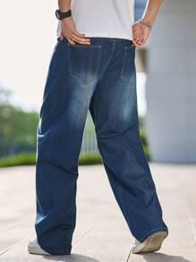 1 stuk Japanse stijl wijde pijpen losse rechte jeans, casual broek tot op de grond