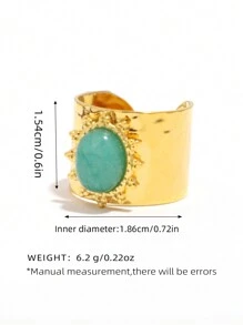 1 件优雅可调节不锈钢水钻镶嵌 18K 金戒指，精美珠宝礼物，适合女性、派对、万圣节 - 彩色 - 查看 11