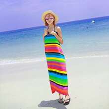 Striped Extra Large Microfibre Lightweight Beach Towel Quick Dry Travel Towel - Multicolor - View 1