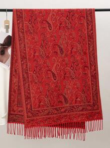 1pc Women's Thick Paisley Jacquard Scarf, Bohemian Style Warm Pashmina Hijab, Fashionable Blanket Shawl For Daily Wear, Autumn/Winter Abaya Accessories