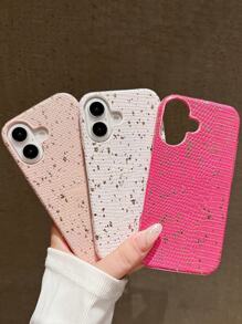 1 件蜥蜴纹理金箔闪亮皮革手机壳，纯色 3D 浮雕纹理 TPU 防摔耐磨简约/高端/创意/时尚，兼容 11/11 Pro Max、 12/12 Pro/12 Pro Max、 13/13 Pro/13 Pro Max、 14/14 Pro/14 Pro Max/14 Plus、 15/15 Pro/15 Plus/15 Pro Max、 16/16 Plus/16 Pro/16 Pro Max - 粉色 - 查看 1