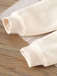 2 件套男婴字母印花卫衣和松紧腰裤套装 - 杏色 - 查看 8