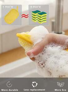 5 件/套超软纤维海绵清洁块，厚海绵吸水力强，双面设计强力去污，厨房清洁海绵 - 彩色 - 查看 4