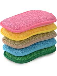 5 件/套超软纤维海绵清洁块，厚海绵吸水力强，双面设计强力去污，厨房清洁海绵 - 彩色 - 查看 8