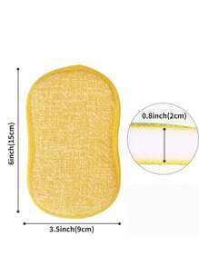 5 件/套超软纤维海绵清洁块，厚海绵吸水力强，双面设计强力去污，厨房清洁海绵 - 彩色 - 查看 3