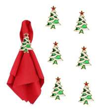 Bộ 6 vòng khăn ăn hình chuông cây thông Noel, giá đỡ khăn ăn hình chuông cho tiệc cưới, Giáng sinh, trang trí bàn tiệc Lễ Tạ ơn - Nhiều màu - Xem 6