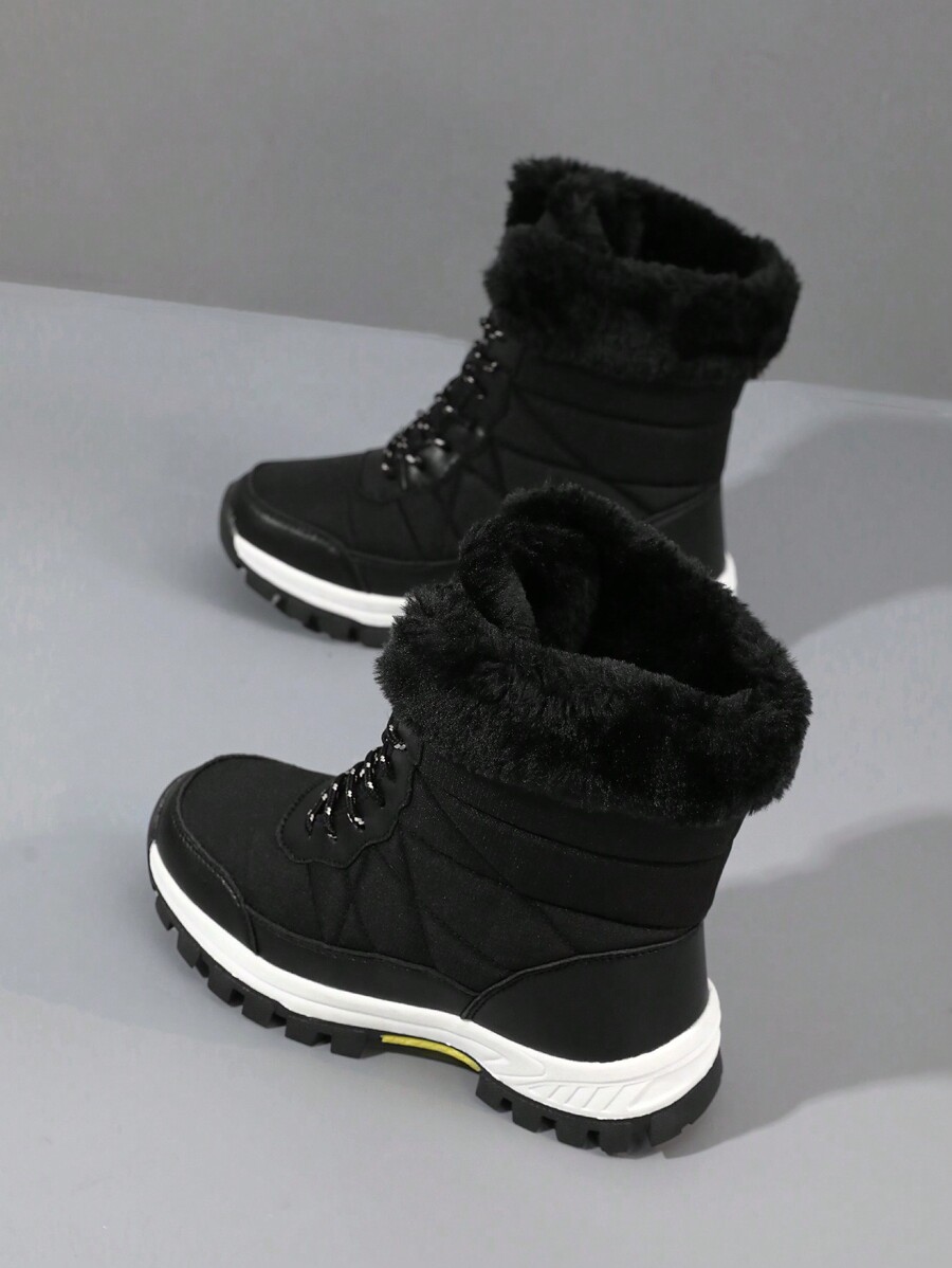 Women Outdoor Casual Sports Boots, Lace Up High Top Warm Snow Boots