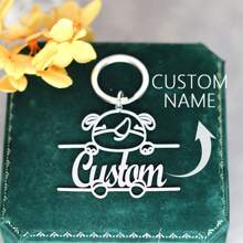1pc Customized Name Keychain Personalized Animal Stainless Steel Nameplate Car Key Chains ,Custom Name Keychain Stainless Steel Animal Lovely Unique,Animal Letter Nameplate Keyring,Silver Color Jewelry Gift