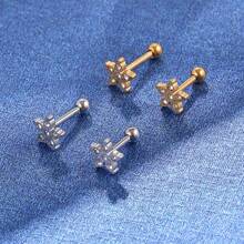 MICROBELL PIERCING SURGICAL STEEL PVD FLOWER RHINESTONES 1.2X6/8 - 銀色 - 查看 2
