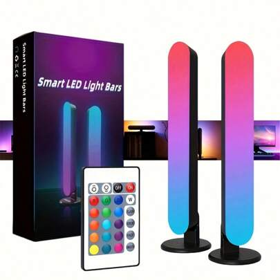 2pcs LED Light Strip, 24-Key IR Remote Control Smart RGB Light Strip Game Light, TV Ambient Backlight Synchronized With Music, RGB Desk Lamp For TV, Computer, Room, Party Decoration