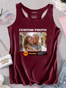 Chaleco con foto, chaleco personalizado con foto, chaleco con imagen, camiseta personalizada con logotipo, chaleco de foto personalizado, chaleco con foto personalizado, chaleco con gráfico personalizado - Burdeos - Ver 1
