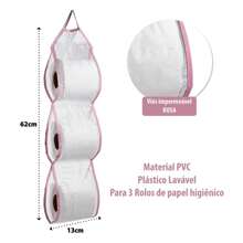 1 Washable PVC Toilet Paper Holder For 3 Rolls - Màu Hồng baby - Xem 3