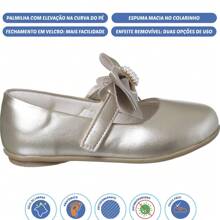 Love Ortopasso Removable Bow Shoe For Girls, Gold And White - 金色 - 查看 3