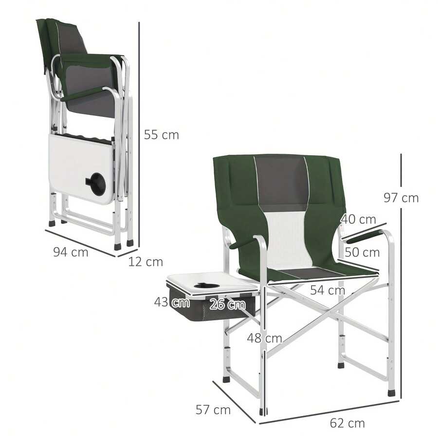 Aluminium Directors Chair, Folding Camping Chair For Adults With Side