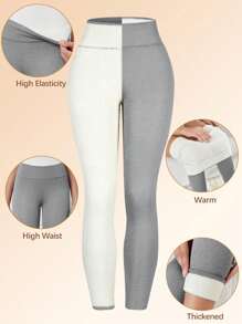 3Pcs Women High Waist Thermal Lined Leggings, Winter Tights - Multicolor - View 3