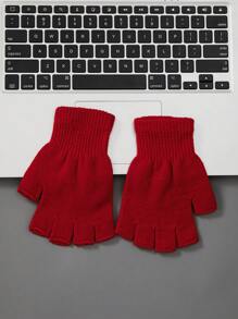 New Men's And Women's Solid Color Fingerless Gloves Suitable For Autumn And Winter Outdoor Elastic Warm Half Finger Gloves