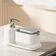 1 件家用塑料厨房皂液器，手动按压式皂液盒，洗碗液出口，台面洗手液储存盒，浴室梳妆台皂液盒 - 彩色 - 查看 7