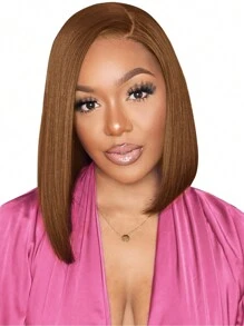 Eulisi Brown Bob Wig Human Hair 13x4 Lace Front Wigs Golden Brown Wig Short Straight Bob Lace Frontal Wigs For Women Pre Plucked With Baby Hair 150% Density 10 Inch