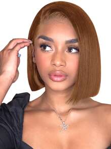 Eulisi Brown Bob Wig Human Hair 13x4 Lace Front Wigs Golden Brown Wig Short Straight Bob Lace Frontal Wigs For Women Pre Plucked With Baby Hair 150% Density 10 Inch