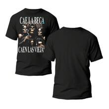 Playera Calacas Chidas. Cae La Beca, Caen Las Viejas - Negro - Ver 2
