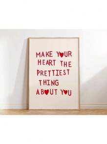 1 tấm áp phích trái tim tối giản hài hước thẩm mỹ trang trí nhà nghệ thuật treo tường nữ tính kiểu chữ hợp thời trang trích dẫn in tranh vải để trang trí nhà không có khung - Nhiều màu - Xem 46