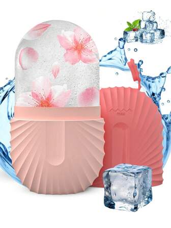 1 件硅胶冰面滚轮、美容面部冰滚轮、面部、眼部和颈部冰滚轮、冰滚轮皮肤护理、面部冰托、可重复使用的硅胶面部冰模（不含干花）、SPA、面部护理、女孩的礼物