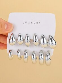 3 paires Ensemble de boucles d'oreilles à la mode de style européen et américain en forme de C et en forme de goutte d'eau, convient pour un port quotidien pour femmes