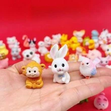 Miniature Cute Cartoon Animal Model Figurine, Assorted Glow-In-The-Dark Mini Dogs, Cats, Rabbits, Ocean Animals, Realistic 3D Decor, Random Style, Teenager's Gift, Classmate Reward - Multicolor - View 1