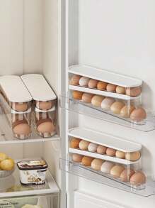 1 件创意冰箱侧门滚动鸡蛋储存盒，旋转鸡蛋架 - 無色 - 查看 1