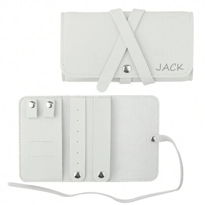 1pc Personalized PU Leather Travel Jewelry Roll - Portable Roll Up Jewelry Storage Box With Customized Name, Perfect Bridesmaid Gift For Her, Great For Storing Necklaces, Rings, Earrings And Bracelets