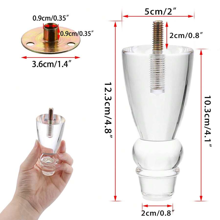 Clear Acrylic Furniture Legs Footstool Set For Bed End TV Stand