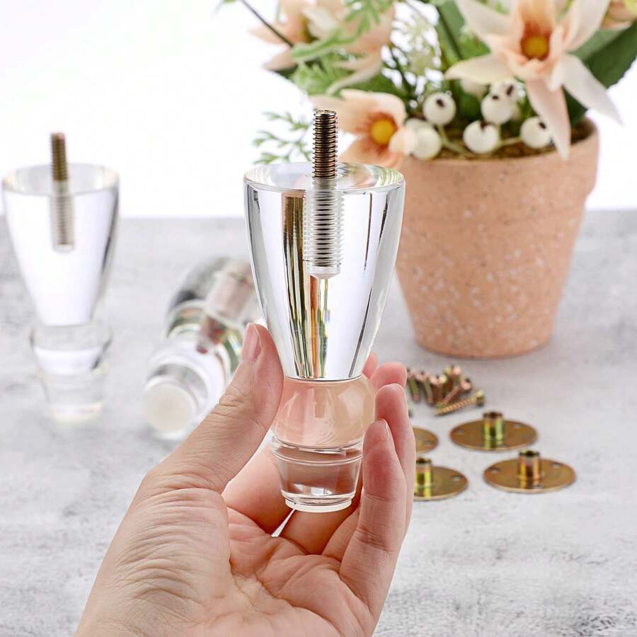 Clear Acrylic Furniture Legs Footstool Set For Bed End TV Stand