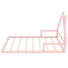 90*200cm Kinderbett, Flachbett, Hausform, Kiefer massiv, einfache Form,Rosa