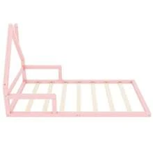 90*200cm Kinderbett, Flachbett, Hausform, Kiefer massiv, einfache Form,Rosa