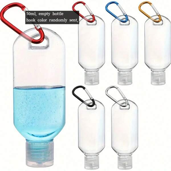 Bouteille à presser en plastique de voyage avec porte-clés, bouteille de désinfectant pour les mains vide de 50 ml, contenant à presser portable pour les produits de toilette, le désinfectant jetable, la distribution d'alcool, la distribution de cosmétiques - étanche, rechargeable et réutilisable