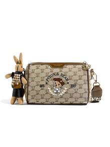 Casual All-Match Diagonal Crossbody Bags Chic Mini Square Bags With Accessory - Khaki - View 1