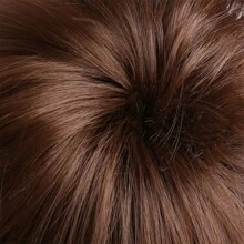 Tóc giả nam thời trang xoăn ngắn màu nâu tự nhiên thời trang có mái lệch, tóc giả sợi tổng hợp 10 inch, phụ kiện trang phục phù hợp cho ngày lễ, biểu diễn khiêu vũ, Halloween, tiệc nhạc rock - màu nâu - Xem 7