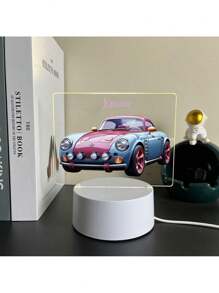 ضوء ليلي LED برؤية ثلاثية الأبعاد وخفة إنشائية بعنوان مخصص وهدية سيارة أنيقة وإضاءة دافئة/  تفاصيل , هدية عيد ميلاد أو هدية زفاف أو هدية عائلية وصديقة للصبيان والبنات وديكور المنزل أو مصباح مكتبي ليلي
