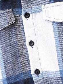 Bộ áo khoác cardigan kẻ caro cổ bất đối xứng và quần đen cho bé trai từ 3-18 tháng tuổi (Không bao gồm áo phông), Thu/Đông - Màu xanh lam - Xem 6