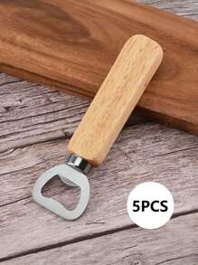 木柄开瓶器，可定制文字、徽标、电话号码、公司名称、不锈钢厨房和酒吧工具、手持式葡萄酒、苏打水瓶盖起子，适合作为父亲节、情人节、派对、圣诞节、万圣节、复活节、感恩节的礼物 - 适用于公司礼品和个性化活动 - 原木色(木柄) - 查看 14