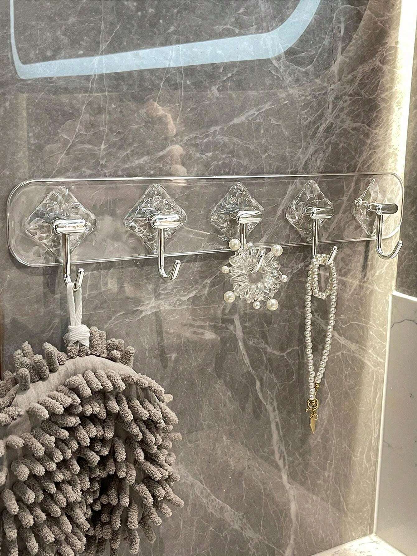 No Drill Strong Adhesive Gel Hooks, Wall Mounted Towel Rack, Seamless