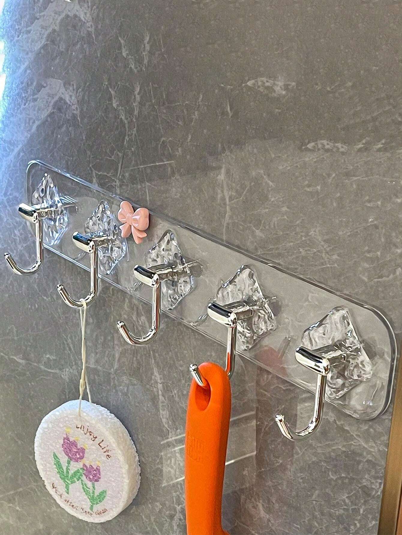 No Drill Strong Adhesive Gel Hooks, Wall Mounted Towel Rack, Seamless