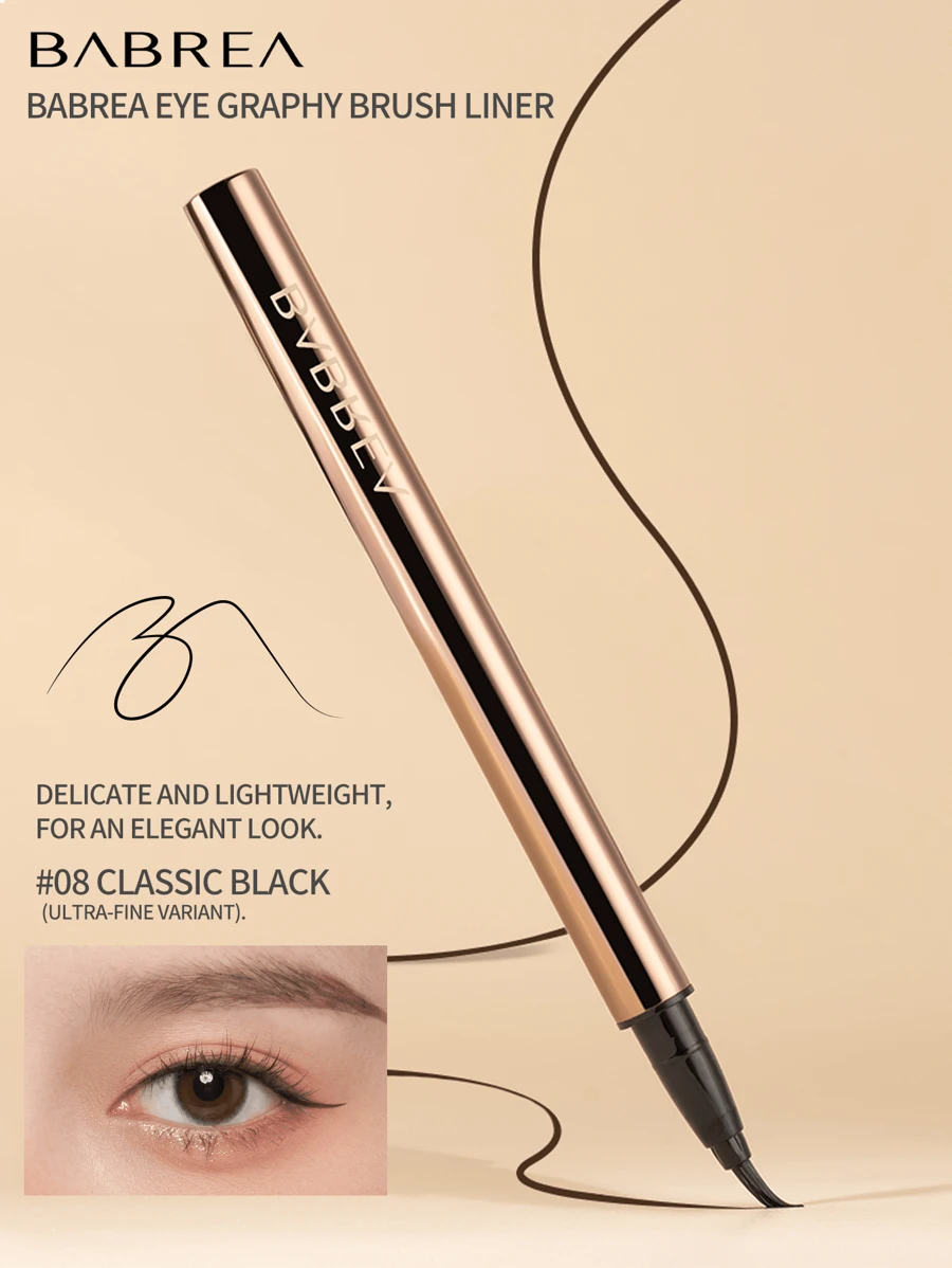 babrea 0.6毫升眼线笔，适合日常使用 - 08黑色極細款 - 查看 1