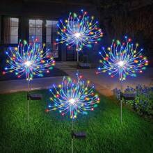 1 个太阳能接地插头，适用于户外烟花灯，60/90/200 LED 庭院灯，8 种仙女彩灯模式，适用于草坪、花园和小径、小路、花园、庭院、派对、万圣节和圣诞节装饰。太阳能接地插头，适用于草坪灯、户外装饰灯户外装饰灯 - 太陽能煙火燈 - 查看 10