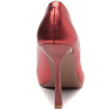 Women's Red Pointed Toe Solid Color Patent Leather High Heels - Red - View 4